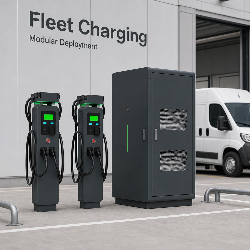 MIDA 360kW 480kW 600kW liquid-cooled split-type DC charging station dispensers holding rated current at a port logistics charging yard