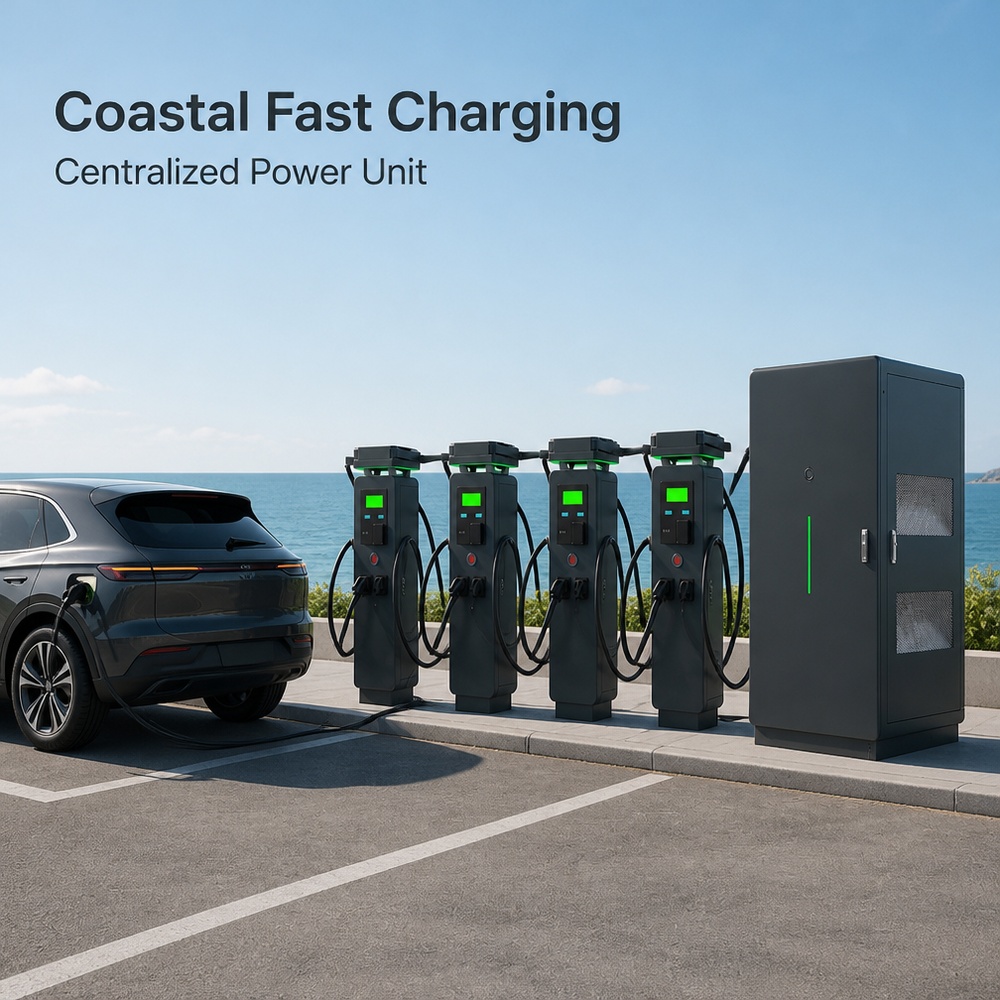 MIDA 600kW 960kW 1440kW N+1 power redundancy split-type DC charging station at an electric bus depot charging bay