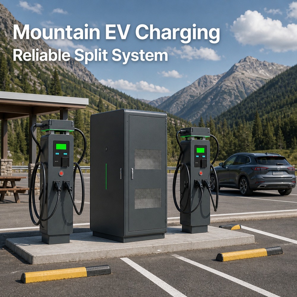 MIDA 960kW 1220kW 1440kW dual-gun output split-type DC charging station cabinet serving two dispensers at a port logistics charging yard