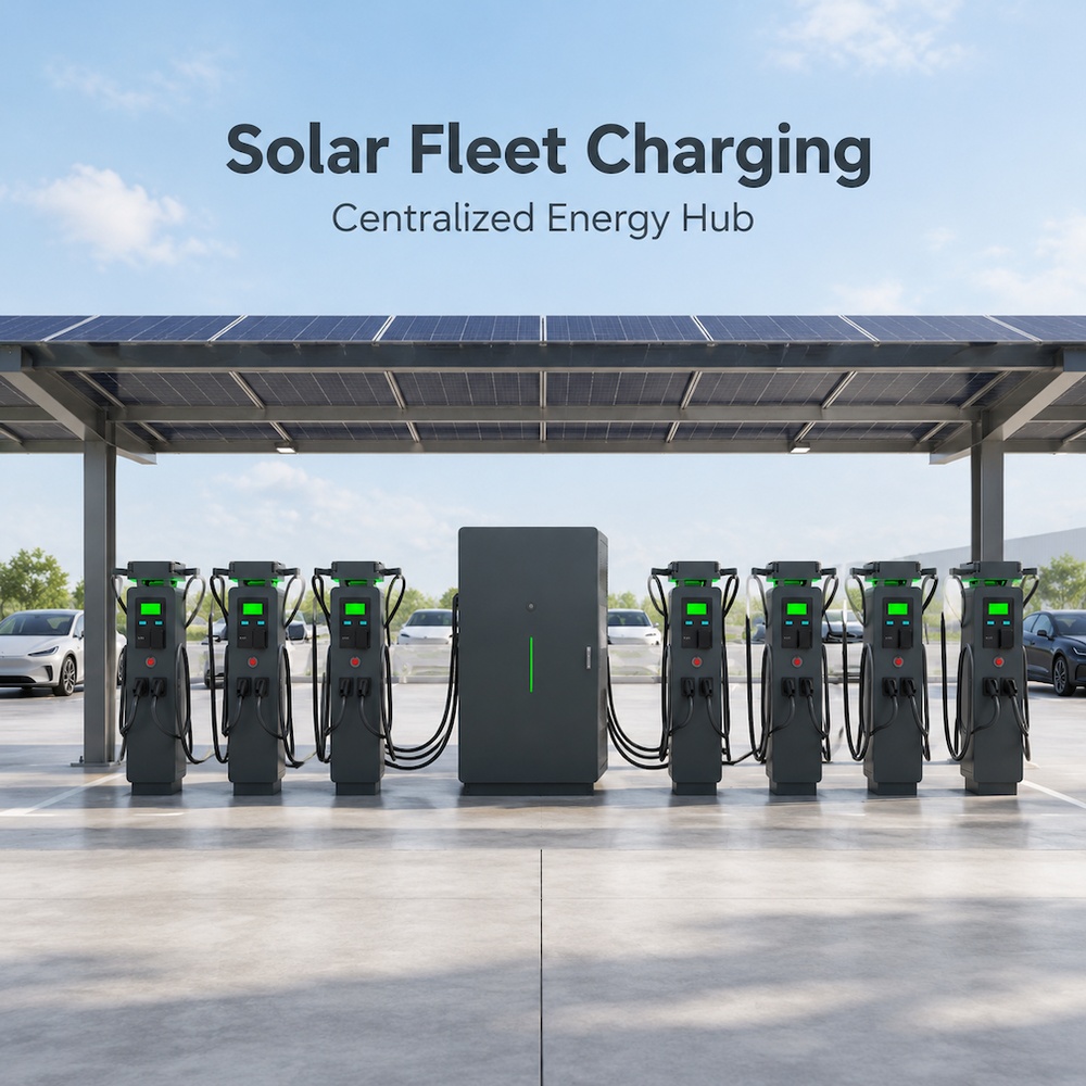 MIDA 600kW 720kW 800kW modular power architecture split-type DC charging station at an airport shuttle charging bay