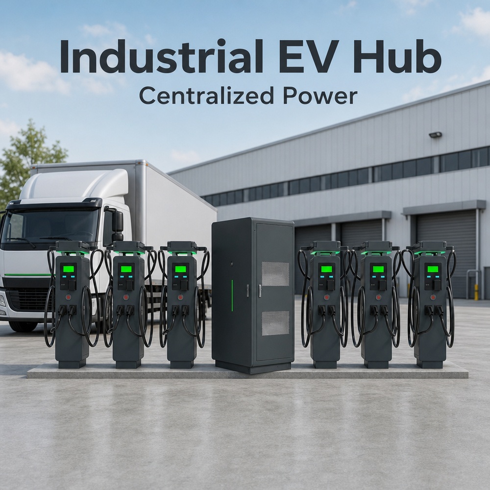 MIDA 360kW 480kW 600kW liquid-cooled split-type DC charging station dispensers holding rated current at a highway fleet charging area