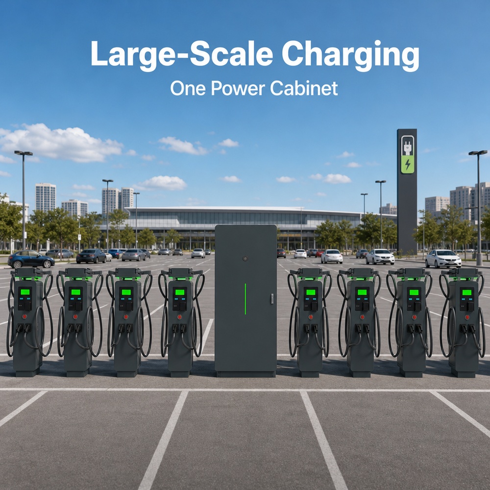 MIDA 600kW 960kW 1440kW N+1 power redundancy split-type DC charging station at an urban charging hub bay