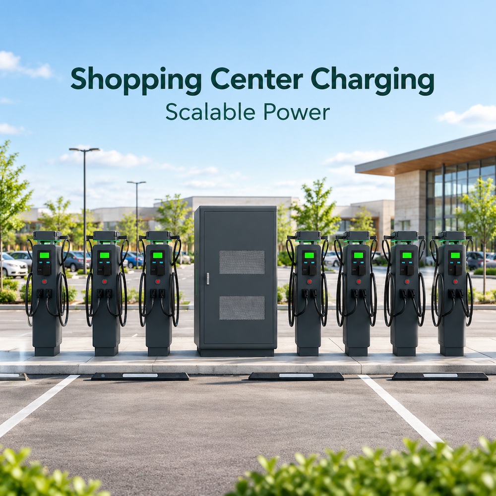 MIDA 360kW 720kW 960kW weatherproof outdoor split-type DC charging station dispensers in an open highway fleet charging area