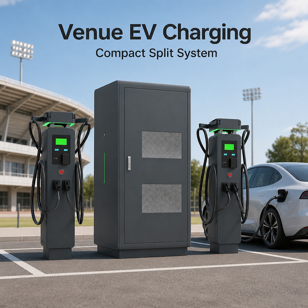 MIDA 480kW 600kW 720kW dynamic power sharing split-type DC charging station sharing power across dispensers at an urban charging hub