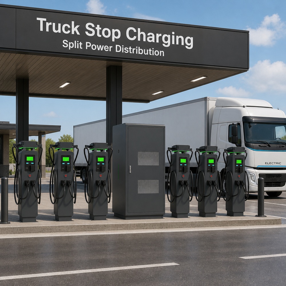 MIDA 480kW 600kW 720kW dynamic power sharing split-type DC charging station at a port logistics charging bay