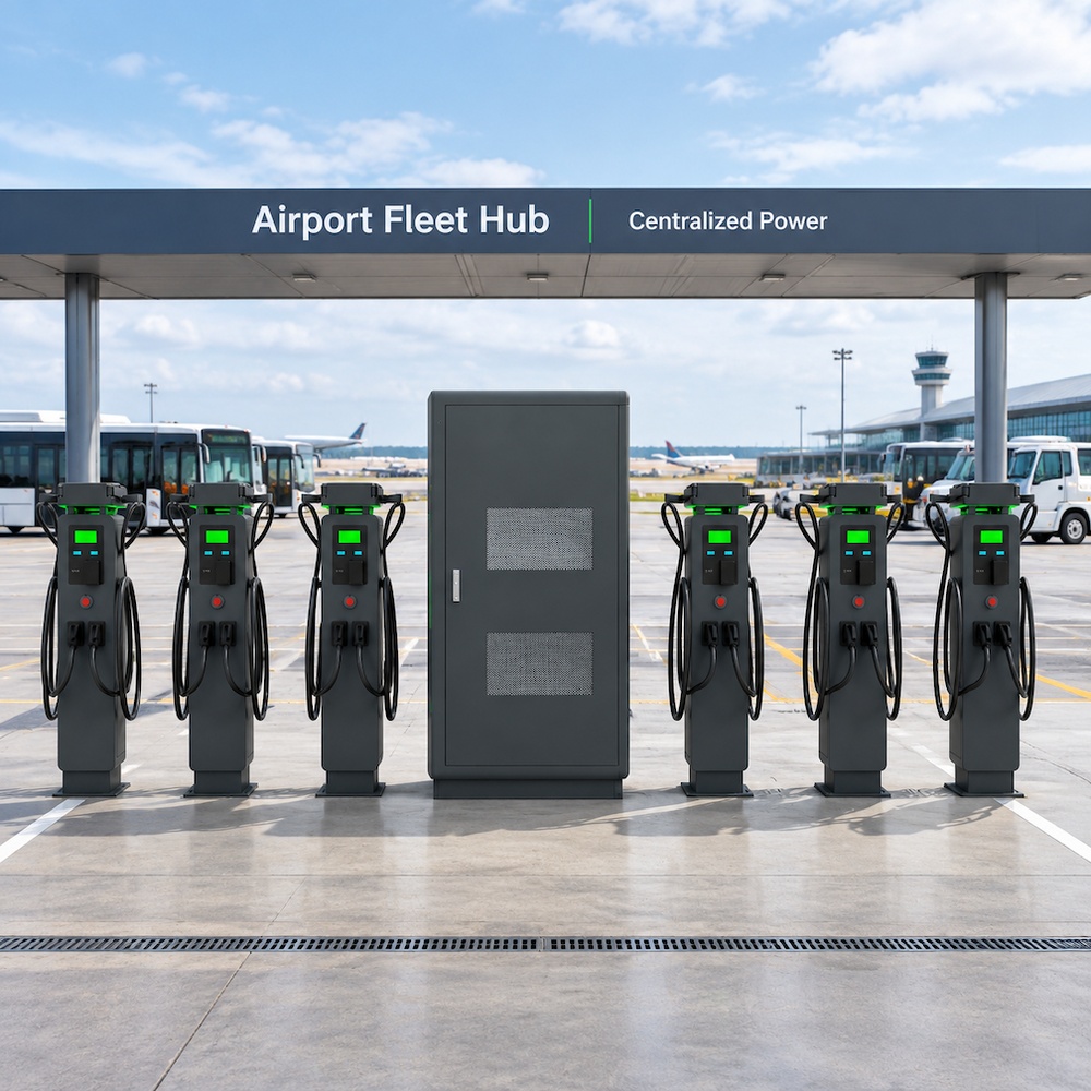 MIDA 360kW 480kW 600kW liquid-cooled split-type DC charging station at an urban charging hub bay