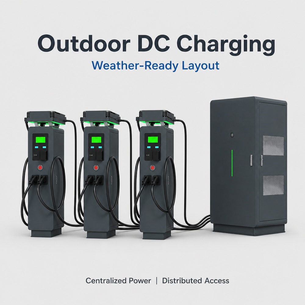 MIDA 360kW 800kW 1440kW grid-friendly load control split-type DC charging station at a highway service area charging bay