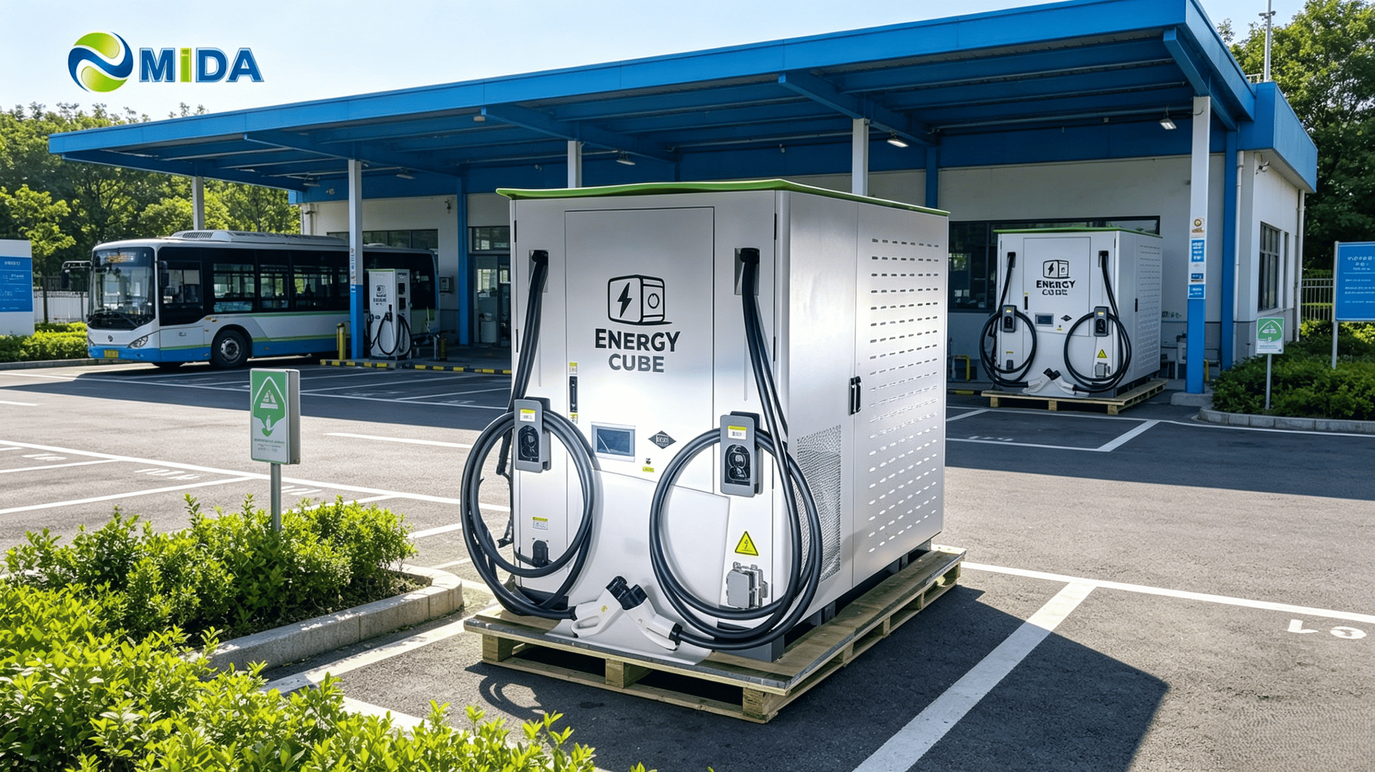 Containerized energy storage charger for fast deployment at EV depots