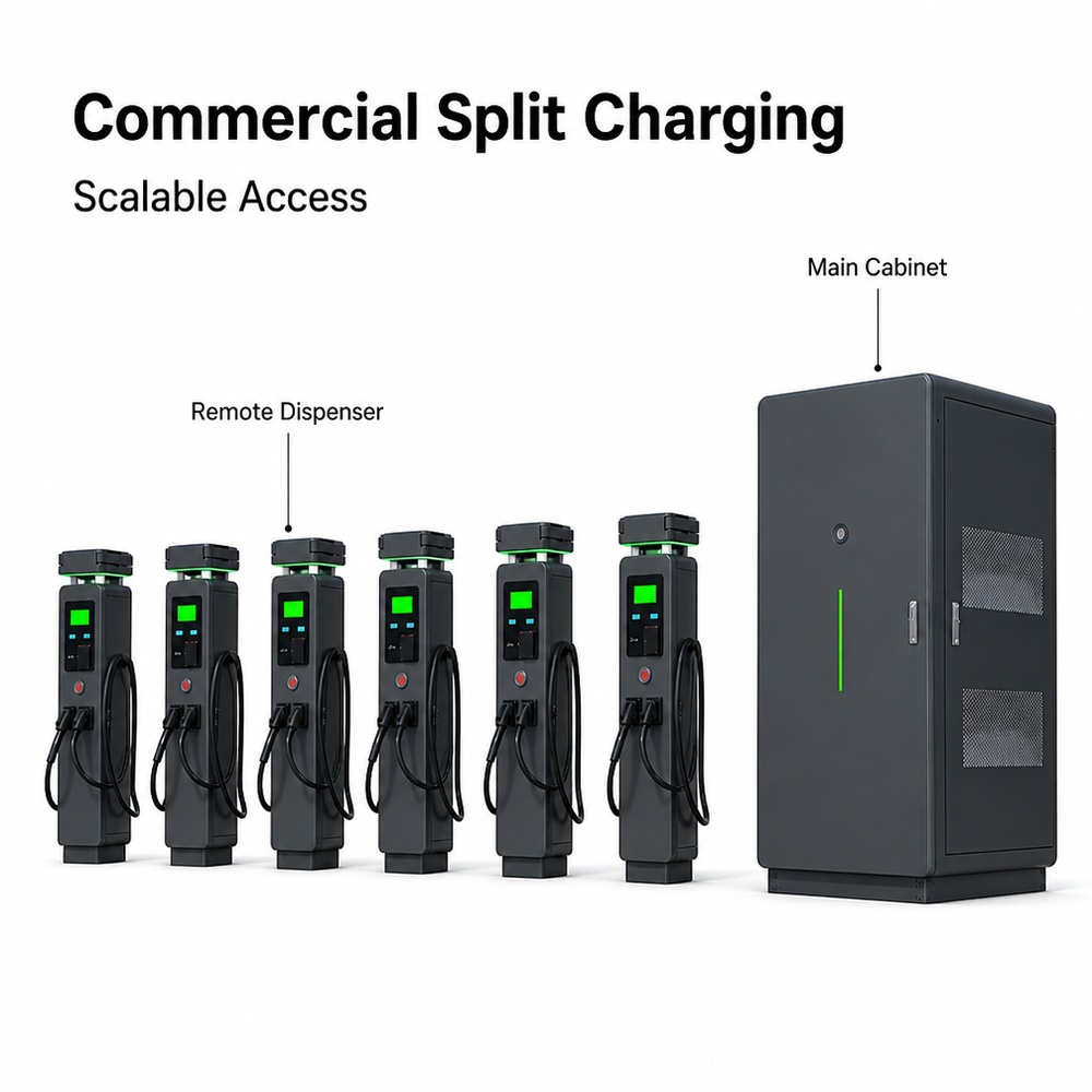 MIDA 600kW 960kW 1440kW N+1 power redundancy split-type DC charging station at a highway service area charging bay