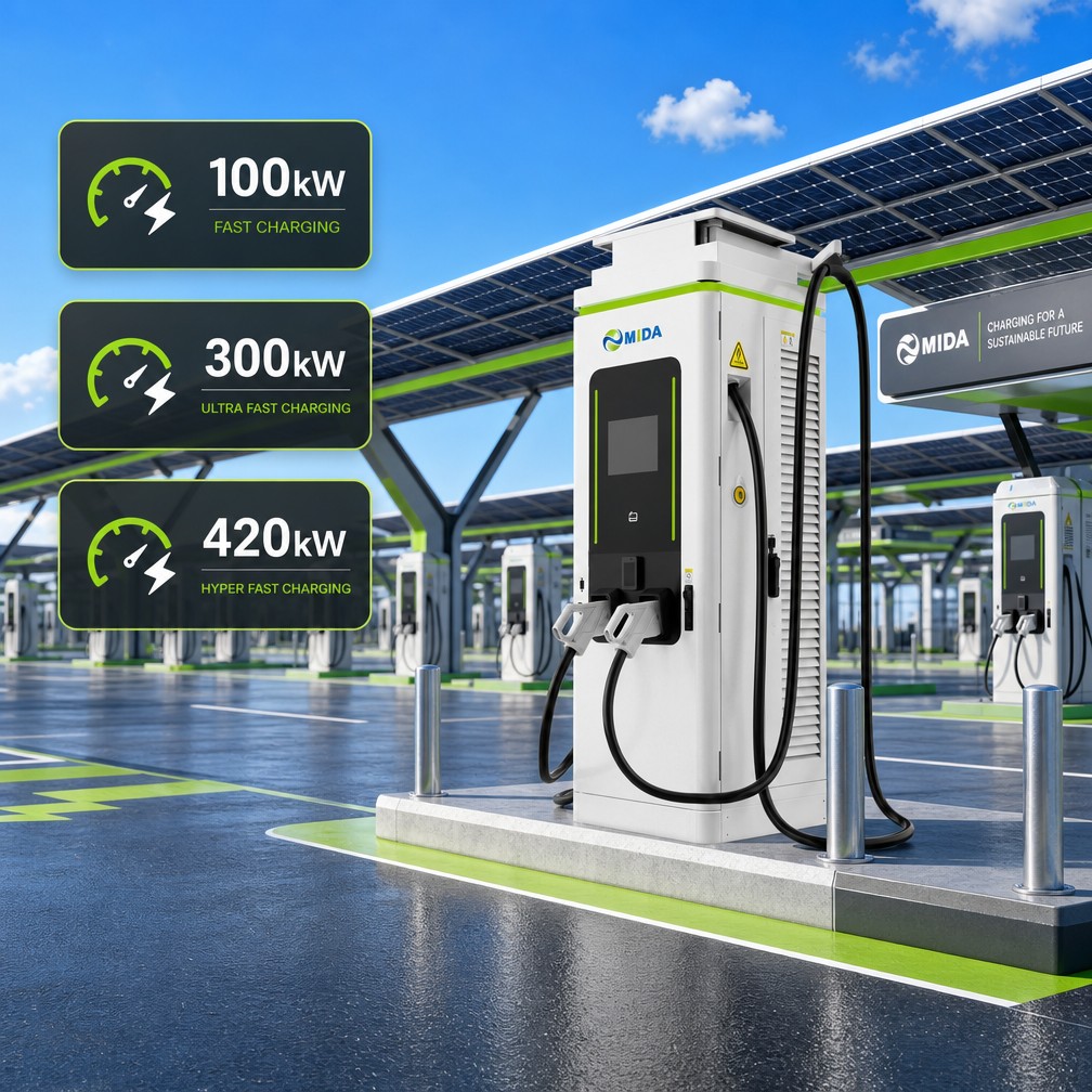 Dual outlet DC fast charging station with OCPP monitoring