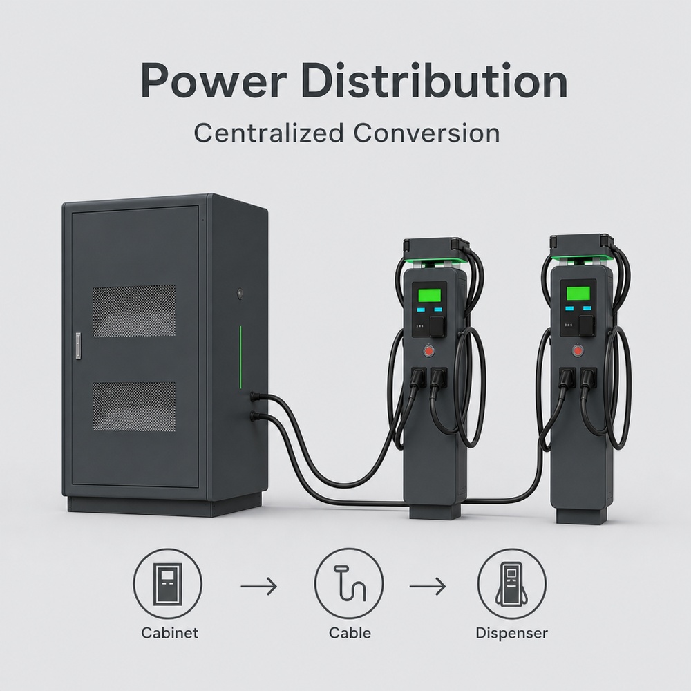 MIDA 800kW 960kW 1220kW OCPP smart management split-type DC charging station at a highway service area charging bay