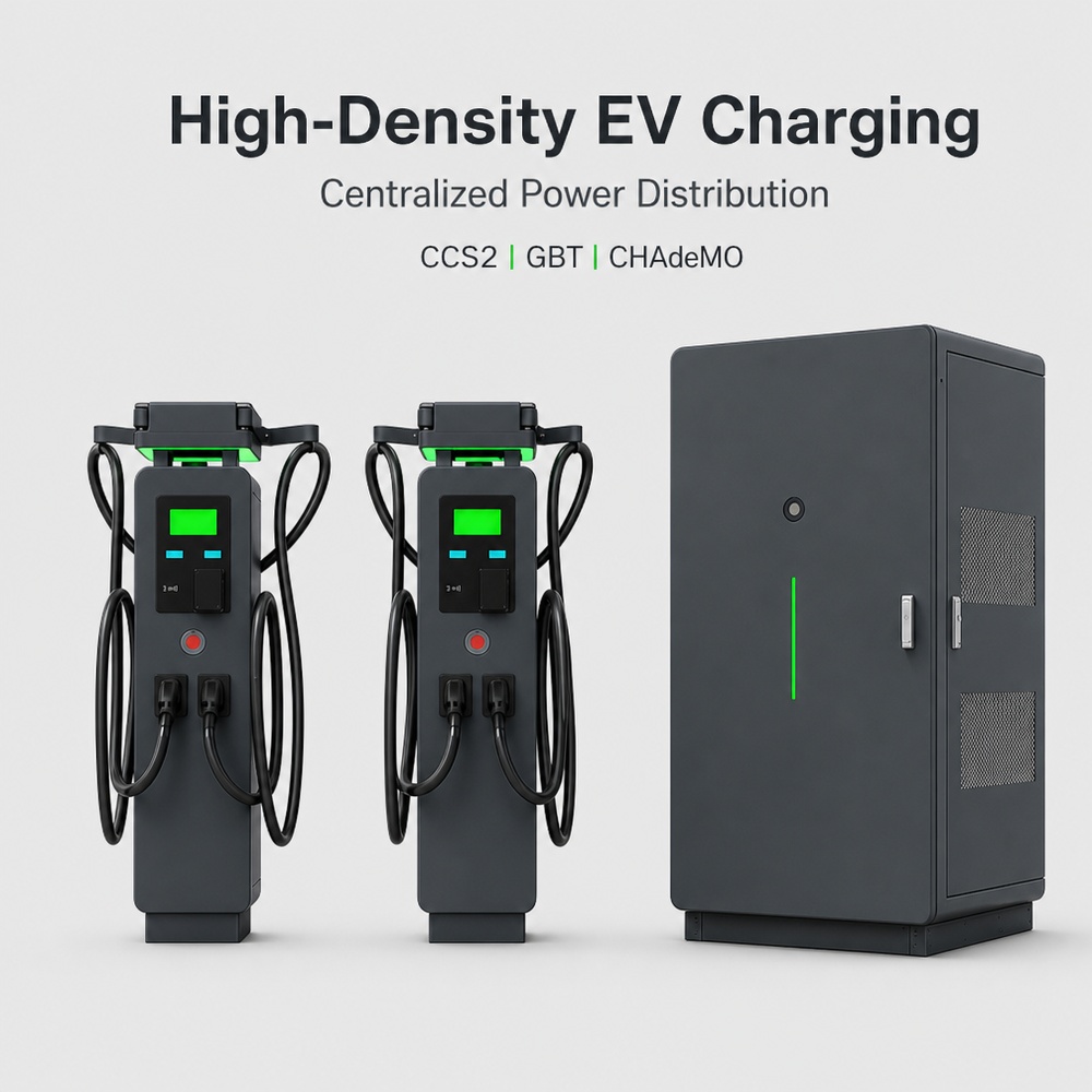 MIDA 360kW 800kW 1440kW grid-friendly load control split-type DC charging station cabinet and dispensers at an electric bus depot