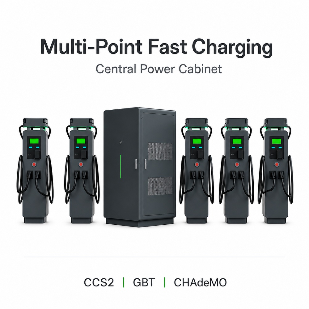 MIDA 360kW 480kW 600kW liquid-cooled split-type DC charging station at a highway service area charging bay