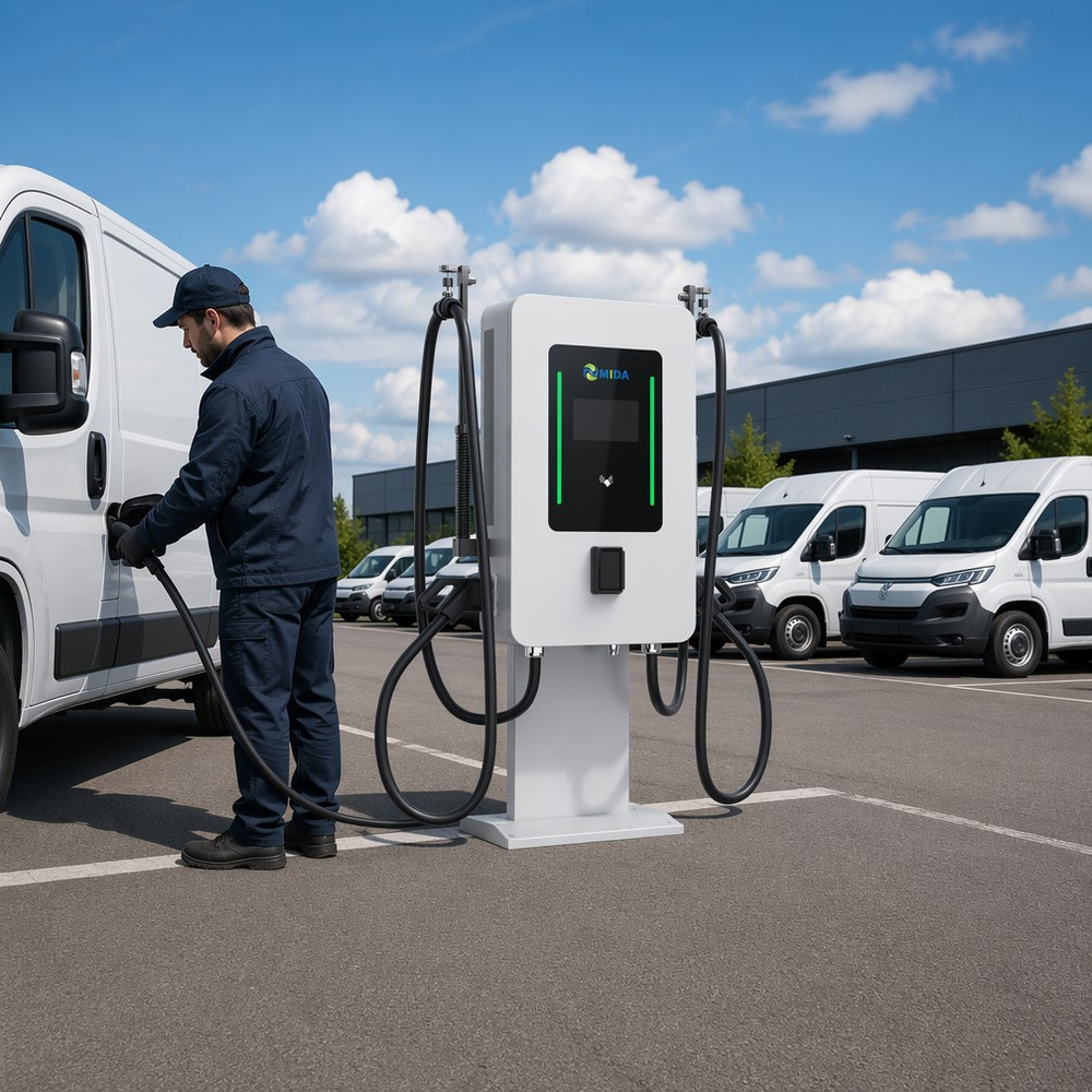MIDA 80kW 60kW 40kW Wall-Mounted DC Fast Charging Pile with Dual Gun Sharing installation