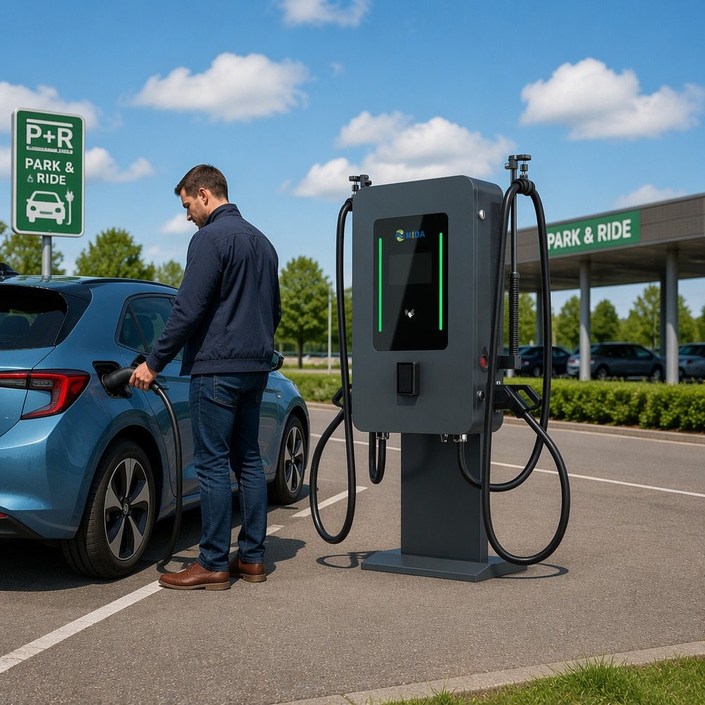 MIDA 40kW 60kW 80kW Wall-Mounted DC Fast Charging Pile for Electric Car Parks
