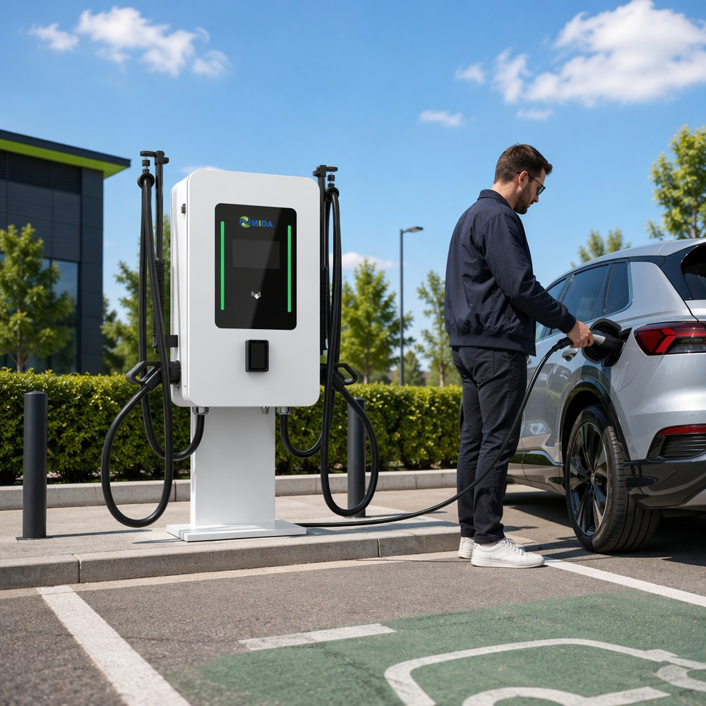 MIDA 80kW 60kW 40kW Wall-Mounted DC Fast Charging Station with RFID Card Reader installation