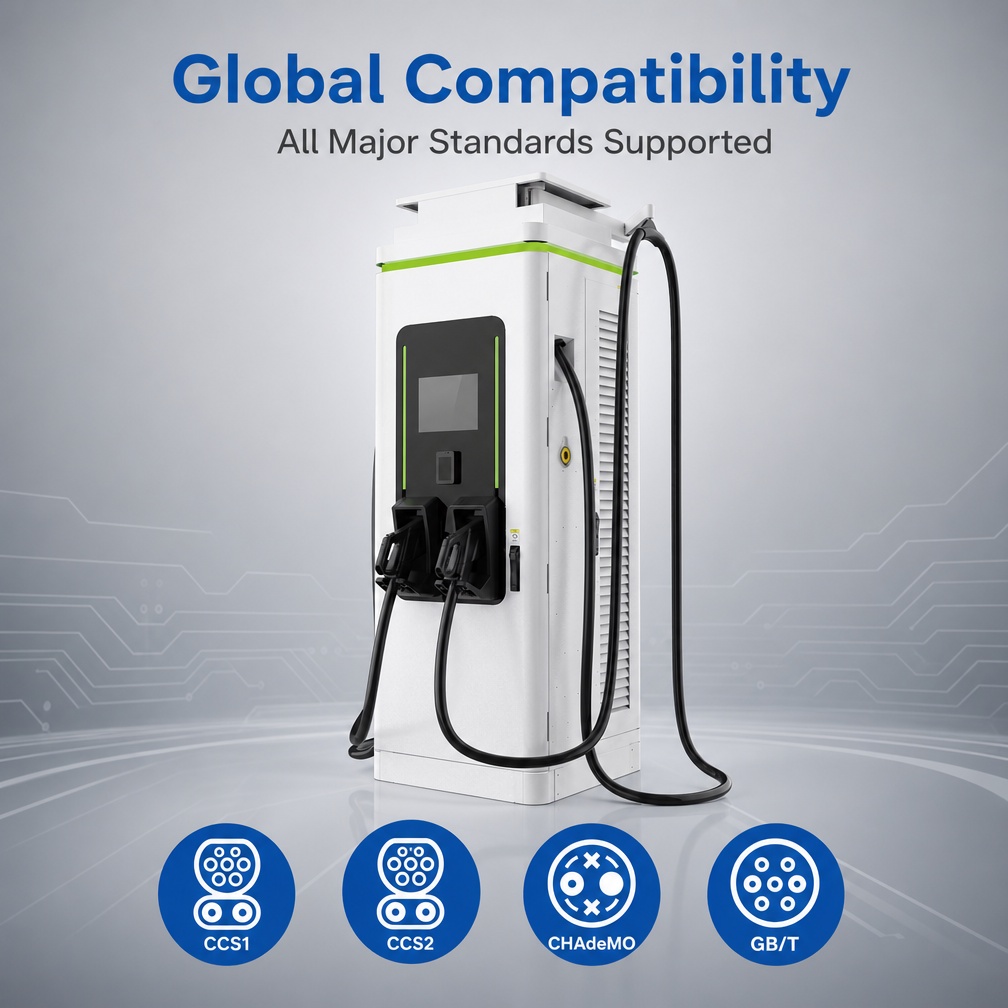 Floor mounted commercial EV charger cabinet for fleet depots