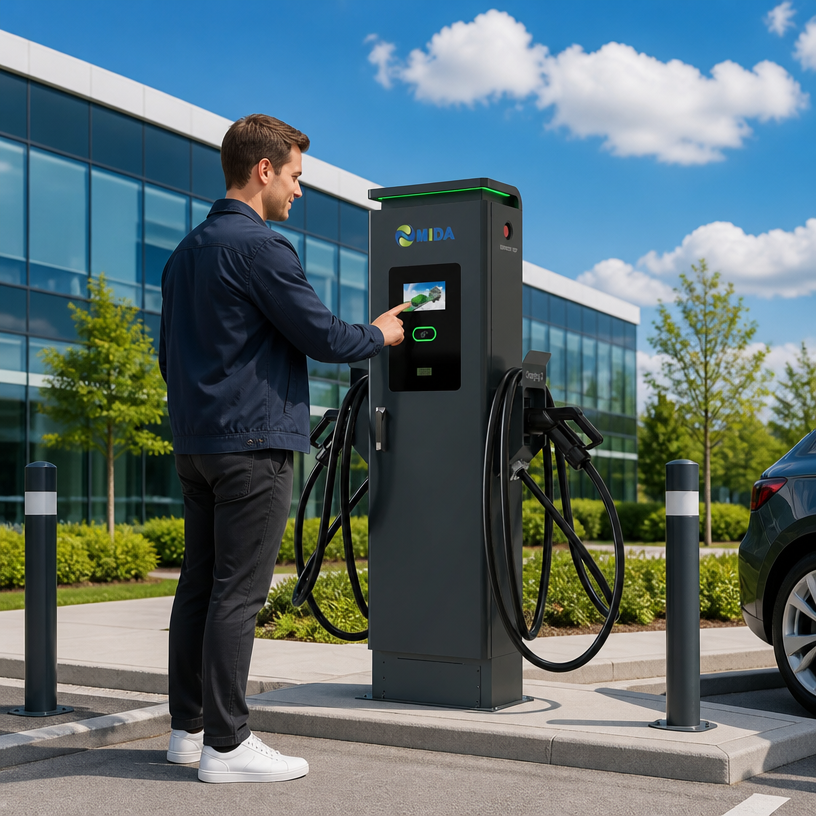 Ultra-high power split DC charging stack for heavy duty trucks installation