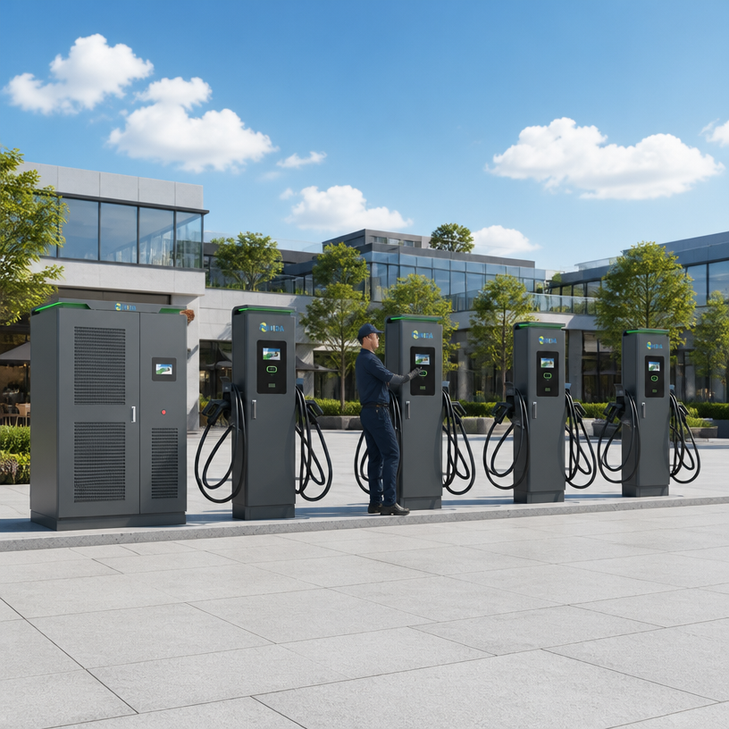 MIDA flexible power pool DC charging pile with dual-gun dispensers installation