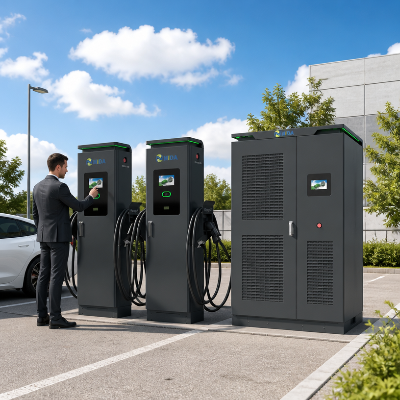 MIDA satellite DC fast charging station with dynamic power allocation