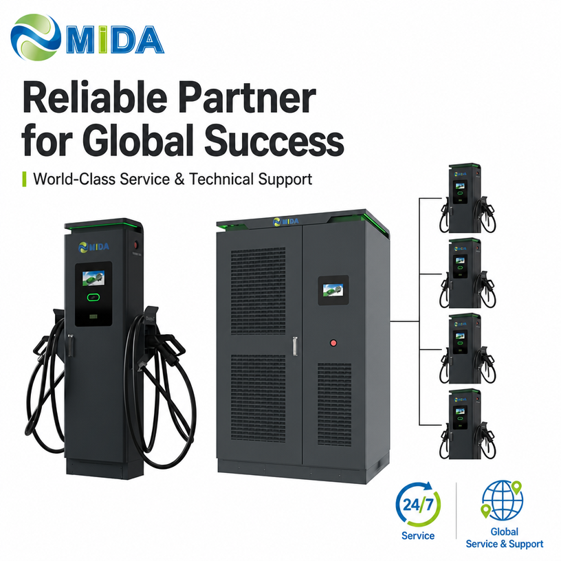 MIDA smart split DC charging station with OCPP 1.6J/2.0.1 compliance