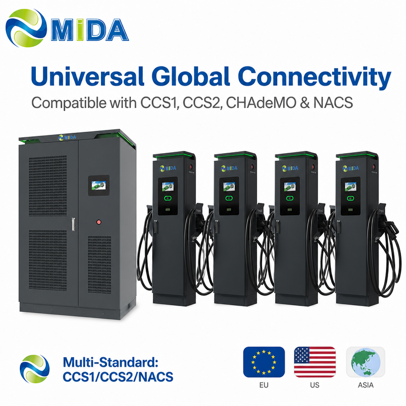 MIDA flexible power DC charging stack for mega EV infrastructure installation