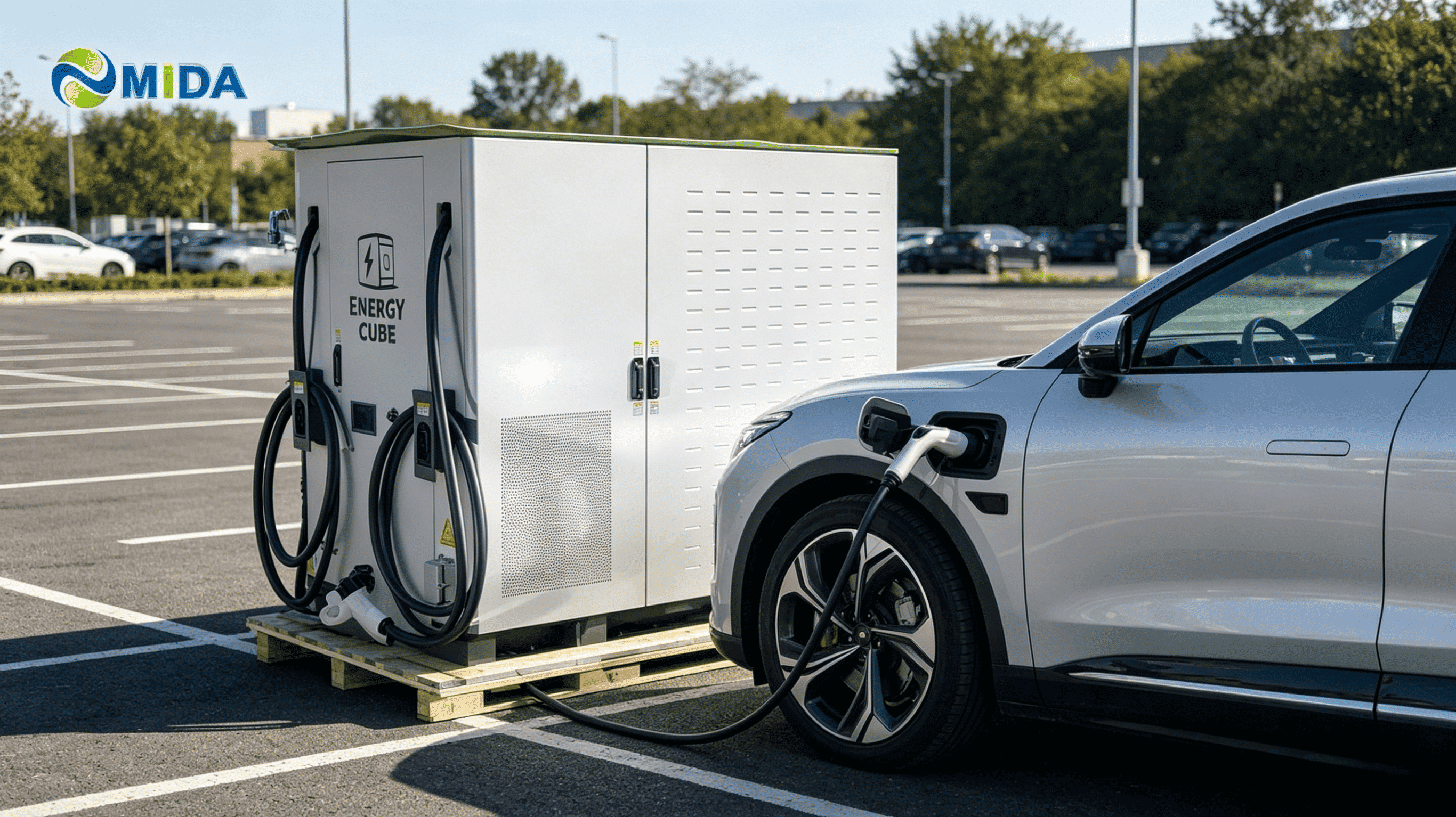 High power density battery charging station for bus and truck fleets