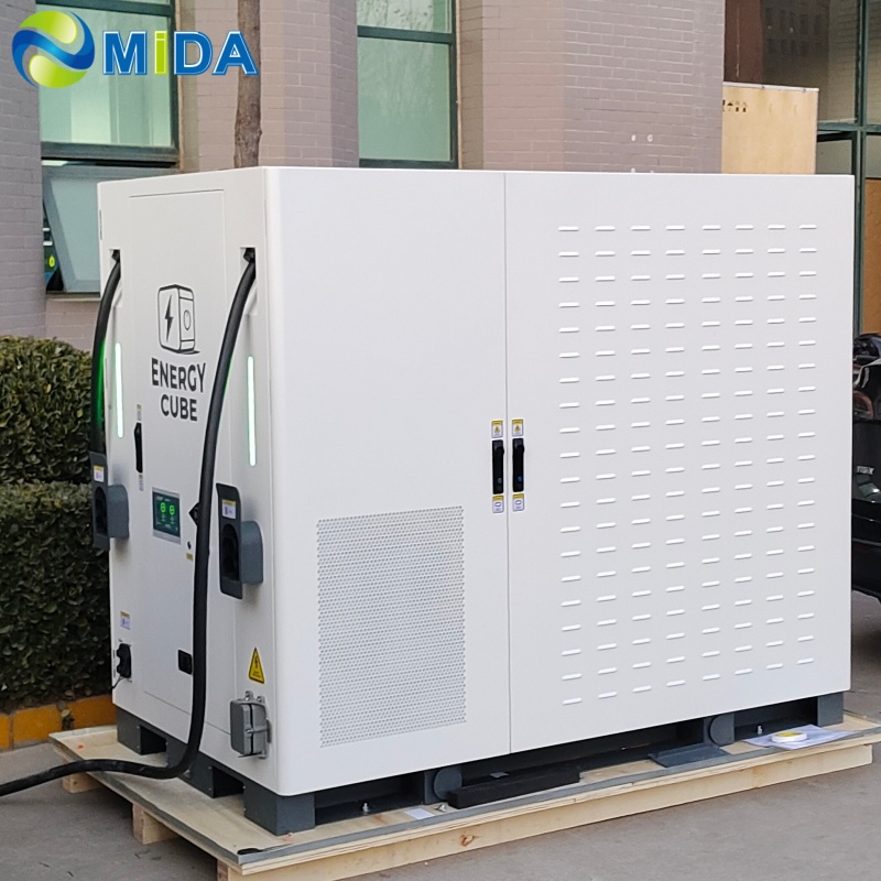 Weather protected battery storage charging system at a service area